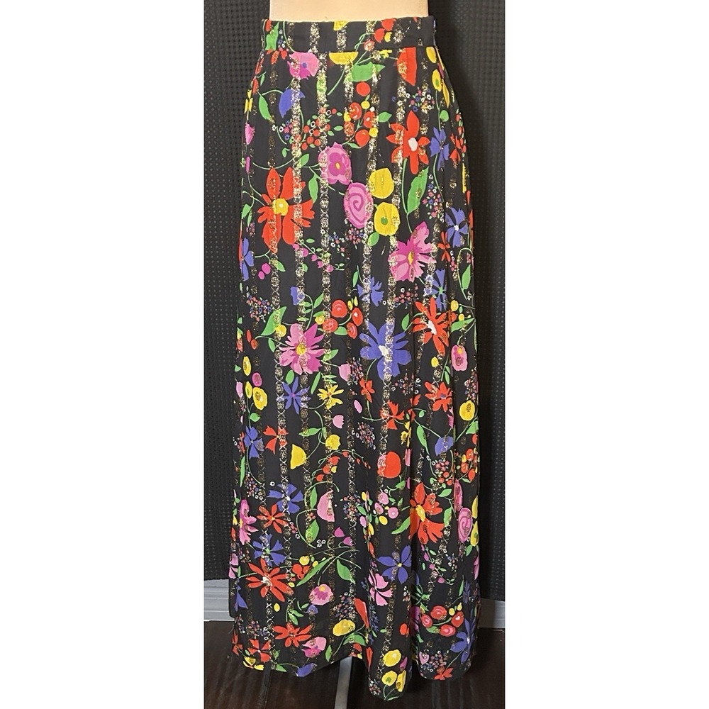 Vintage Bi Modell Sheer Overlay Lurex Lined Mod Maxi Skirt Germany